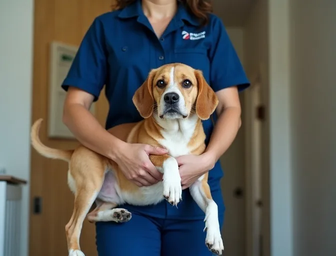 Technician respectfully transporting a deceased dog in Maryknoll